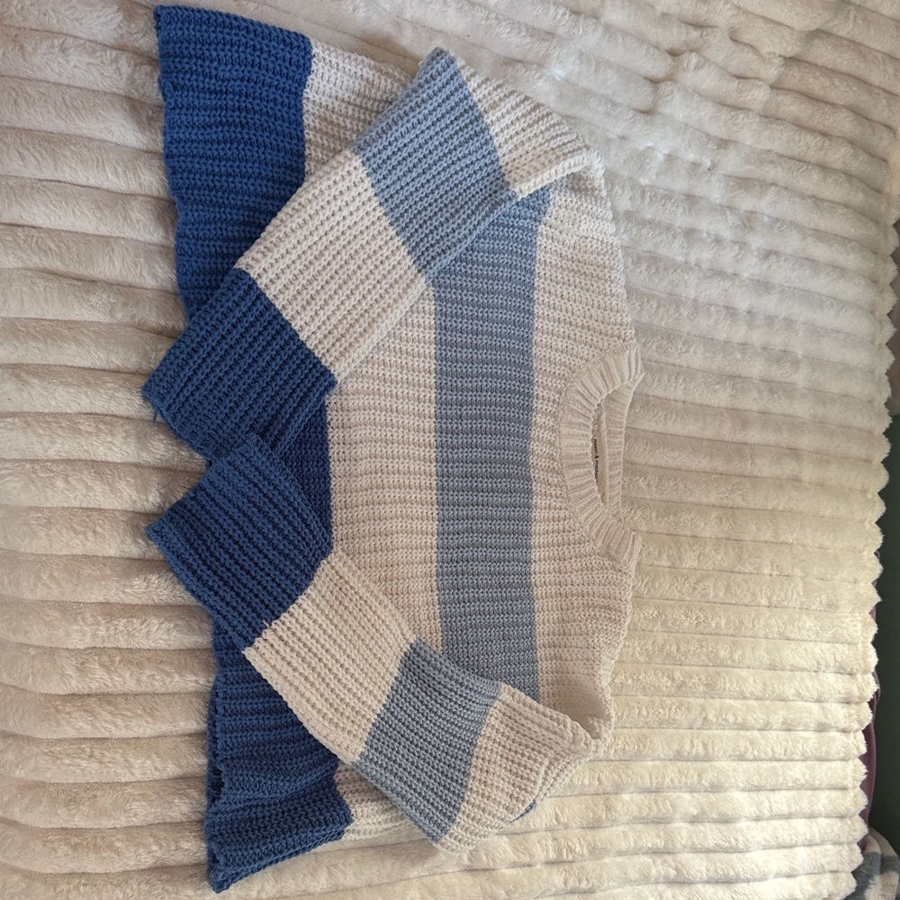 moon & madison Blue and White Striped Sweater